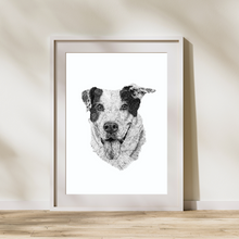 Load image into Gallery viewer, Black &amp; White Stippling Drawing Pet Portrait - Mahnie Amato
