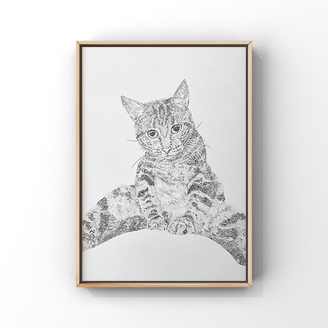 Black & White Stippling Drawing Pet Portrait - Mahnie Amato